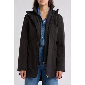 Lauren Ralph Lauren Womens Jacket Medium Quilted Bib Hooded Softshell Black